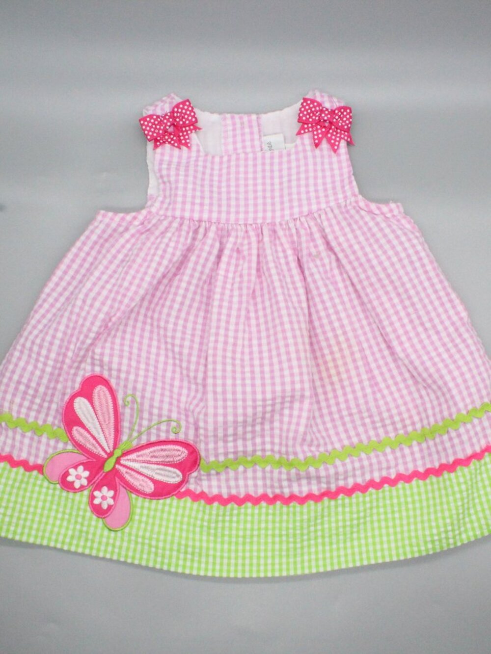 Emily Rose Boutique 12M Pink Seersucker Butterfly Applique Sundress